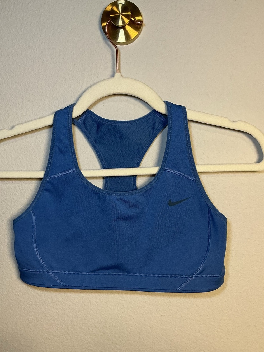 Nike Royal Blue Racerback Sports Bra with Black Swoosh - Picture 3 of 5